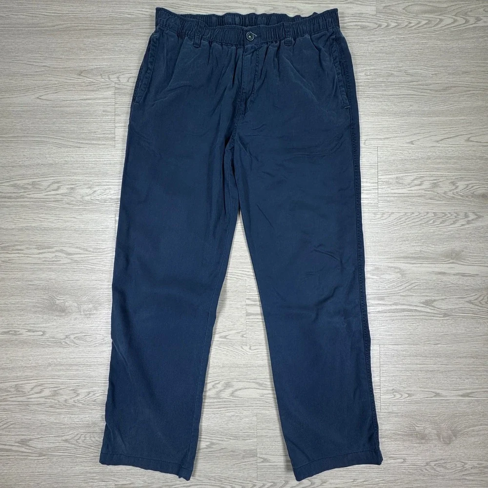 Tommy Bahama Mens‎ Pants Boracay Beach Chino Blue Large Elastic Waist Tencel